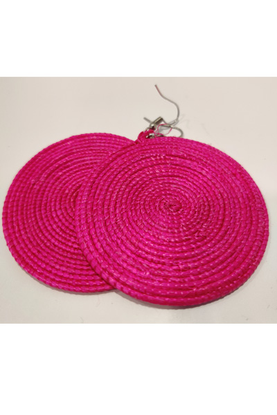 Finnkibu-Raffia Earrings-bright pink