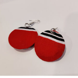 Finnkibu-small fabric earrings - red and white and black
