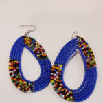 Masai bead earrings-purple-blue