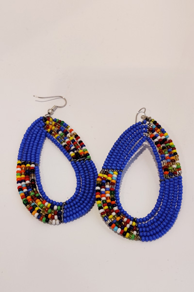 Masai bead earrings-purple-blue
